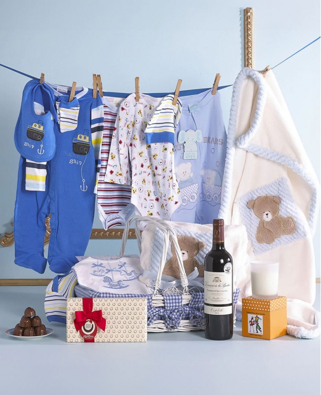 Baby Boy Joy (with wine) Gift Basket Baby Boy Joy (with wine) Gift Basket